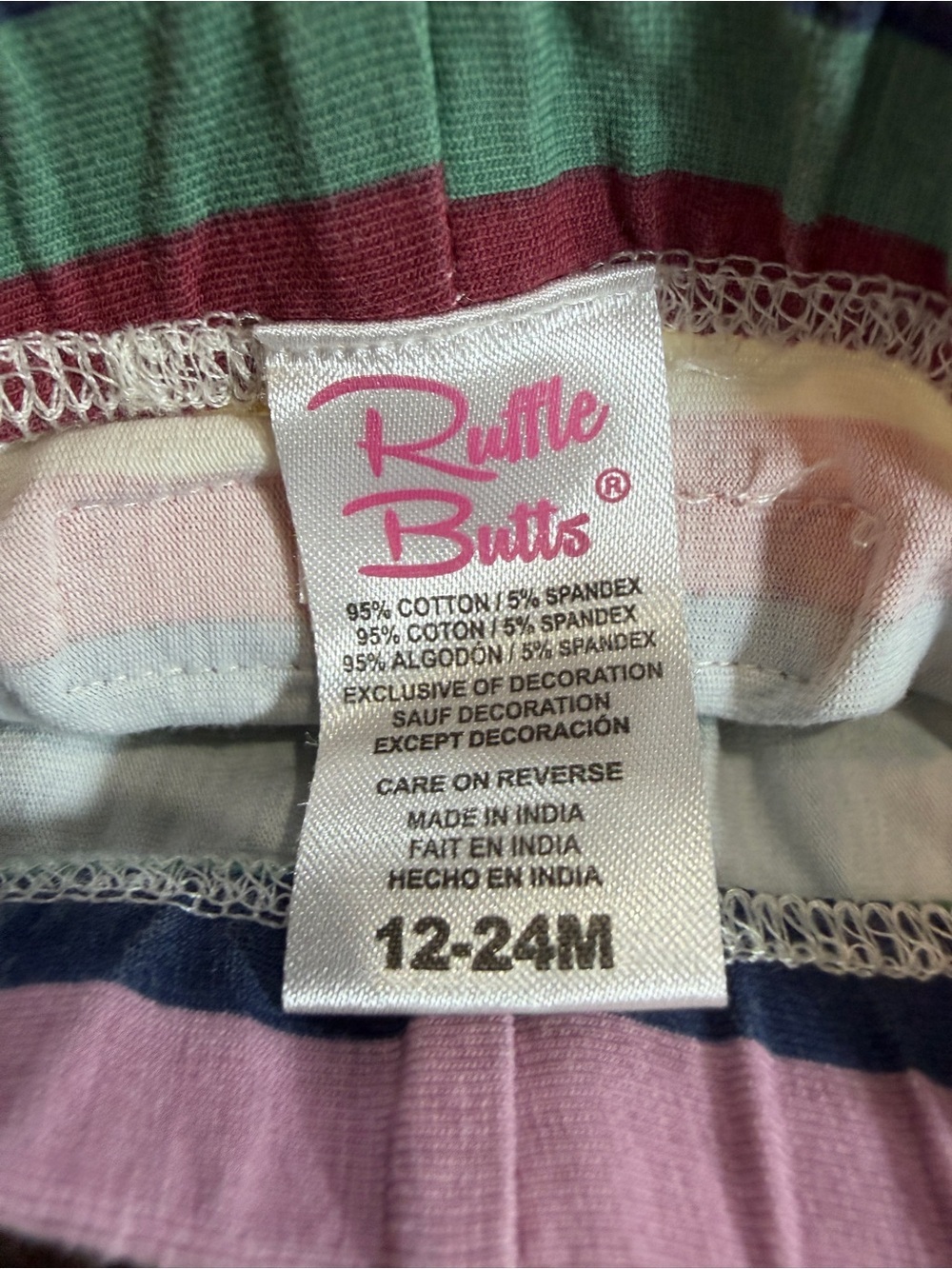 Ruffle Butts Stripe Ruffle Hem Toddler Leggings - Multicolor Sz 12-24M - Picture 2 of 4